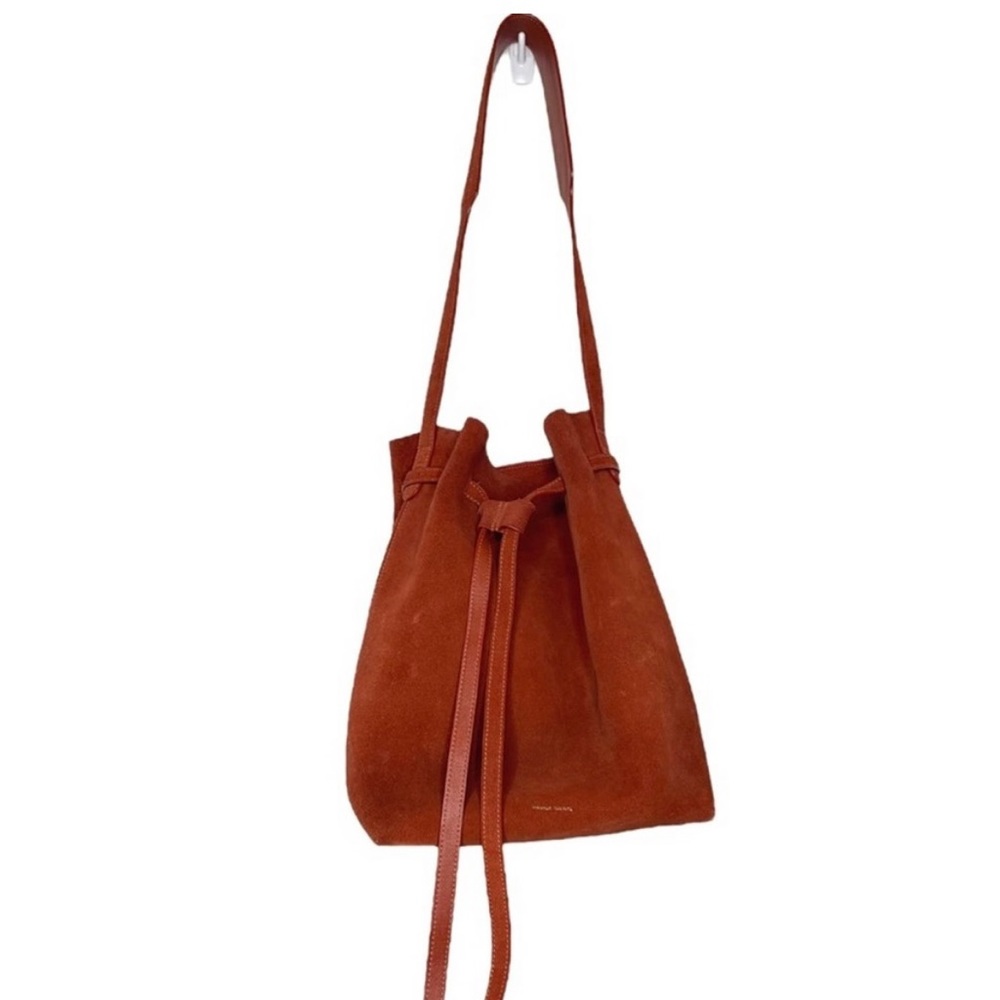 DRAWSTRING HOBO LEATHER-LINED SUEDE in RUST